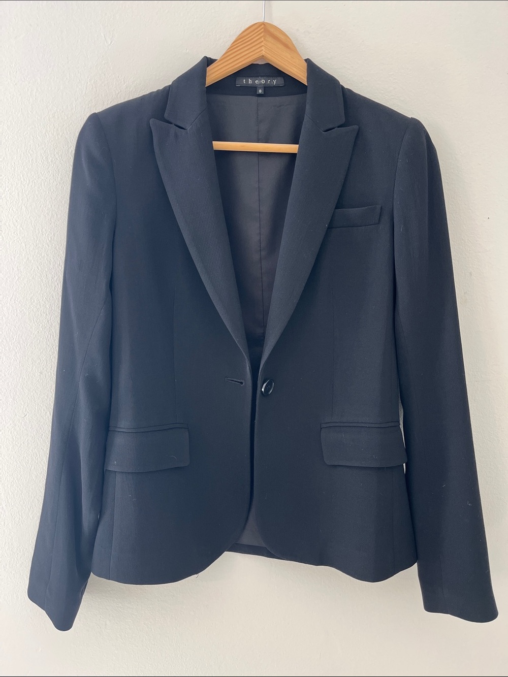 Theory Black Single-Button Tailored Blazer
